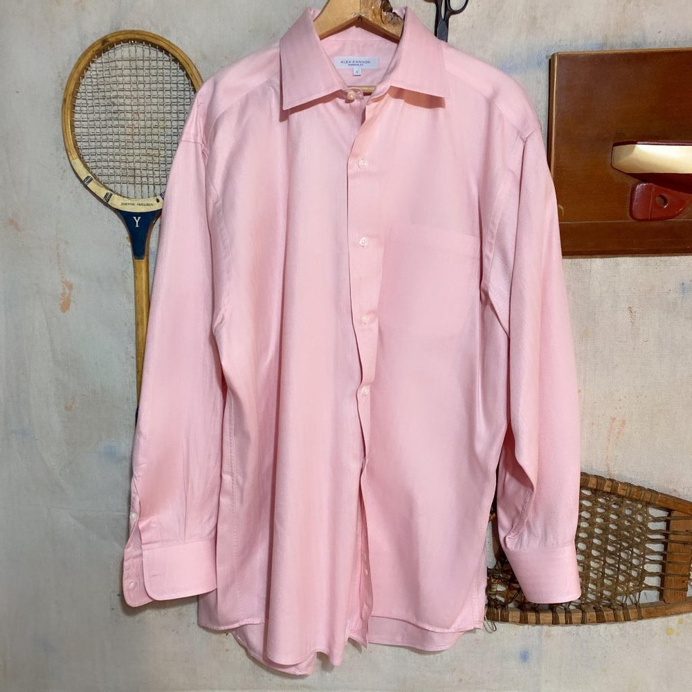 The Alex Cannon Butterfly Collar Pink Button Down Dress Shirt